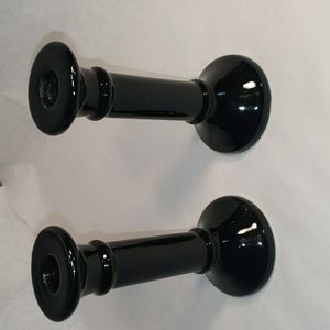 Black candlestick holder pair